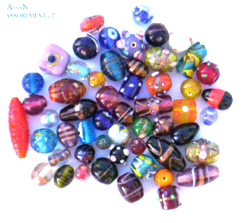 Glass bead jewelry wholesale - Multi color bead with assorted shaped and hole in each end side   