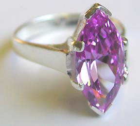 Unique rhinestone jewelry store wholesale supply 925.sterling silver ring motif long oliver shape with amethyst inlaid