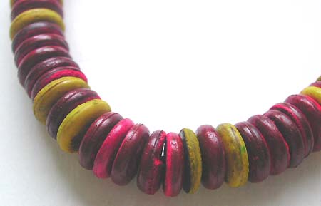 Online Bali jewelry wholesaler - Fashion Bali necklace with multi reddish and yellow flat bead design  
