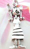 Thailand made solid sterling silver charm pendant in happy girl figure design with head, arms and legs movable