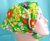 Greenish cotton head bandana head scarf with stretchable end in multi color flower pattern design 