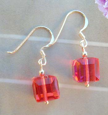 Crystal fashion jewelry store importer sterling silver eaerrings with orange cubic crystal      