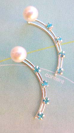 Fashion threader earrings with blue Cz wholesale online made 925 stamped sterling silver    