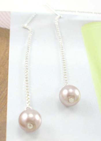 Wholesale jewelry shop for gift wholesaler long dangling sterling silver earrings with imitated pearl   