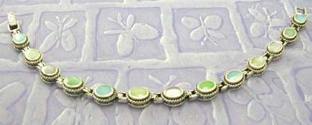 Wholesale adult fashion jewelry for pearl lover supply sterling silver bracelet with multi oval assorted mother of pearl inlay 
