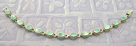 Teens mother-of-pearl jewelry fashion wholesale distribute 925 sterling silver bracelet with oval blue mother of pearl inlay 