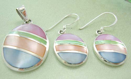 Pearls gift shop - trendy jewelry set wholesaler supply sterling silver assorted mother of pearl earrings and pendant     
