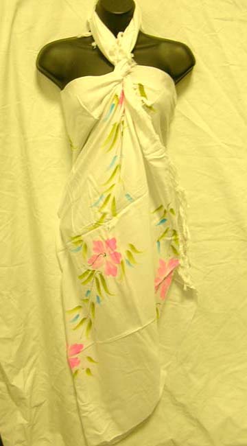 Trendy summer wear wholesale shopping catalog supplies Ladies classy pink flower print  on white balinese wrap