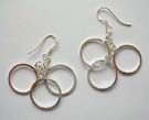 Wholesale design jewelry supplier in solid sterling silver earrings with triple circles