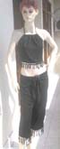 Elegant fringe halter top skirt set in black color
